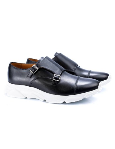 black leather monkstrap VIZFAMEN-NEGRO