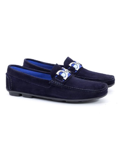 blue suede moccasin SEKAGE-NAVY