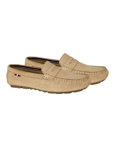 Beige suede women's mocassins