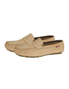 Beige suede women's mocassins 2