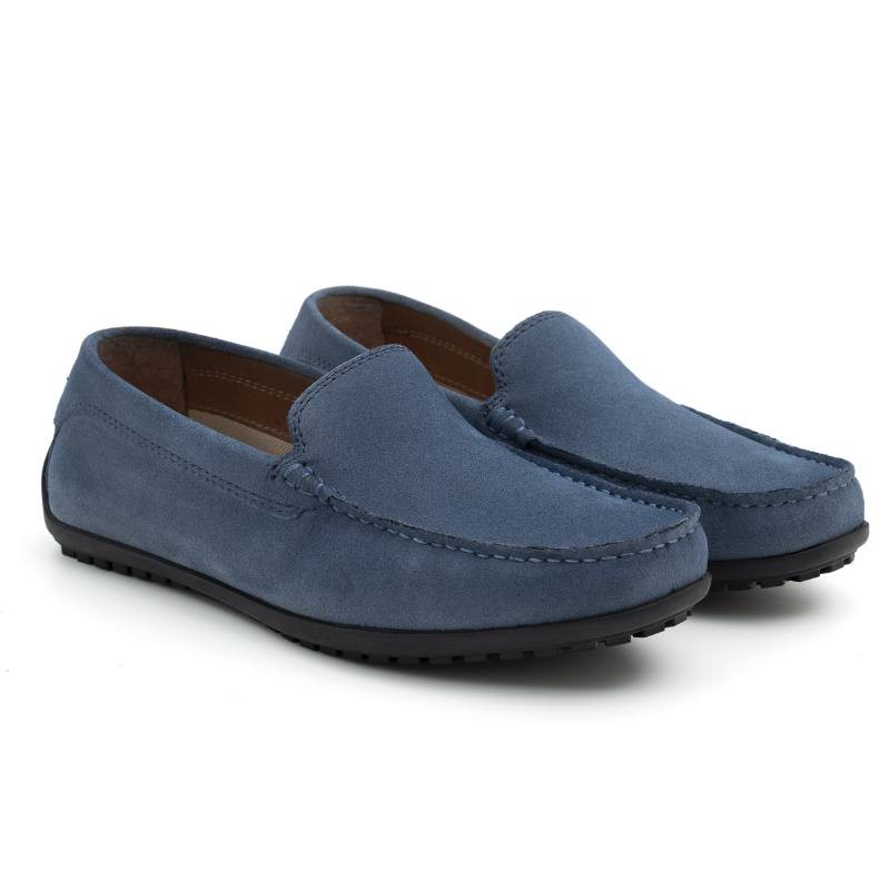 Mocassin suède bleu CR-24029-JEANS