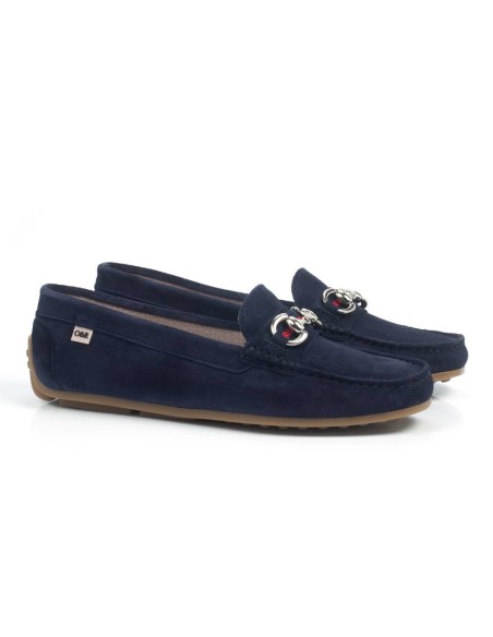 Blue suede women's moccasins