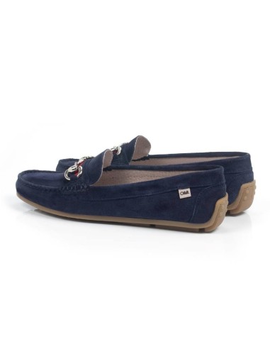 Blue suede women's moccasins