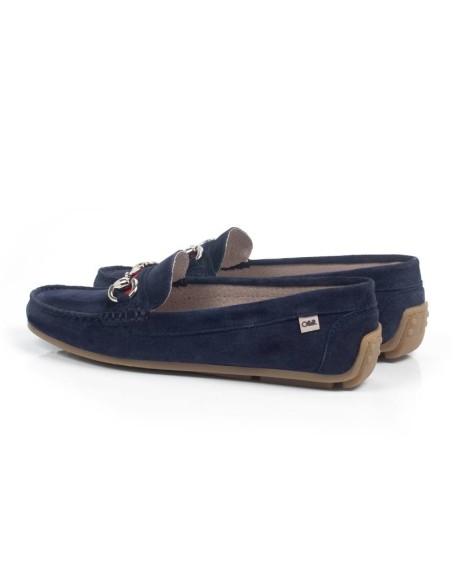 Blue suede women's moccasins