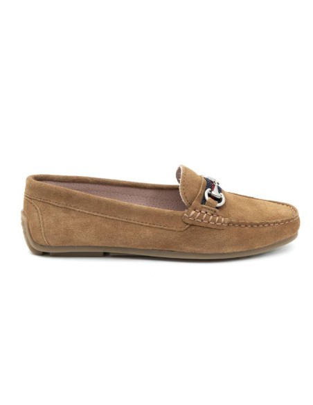 Light Brown suede women's moccasins