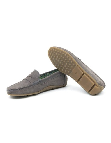 Grey suede women's moccasins