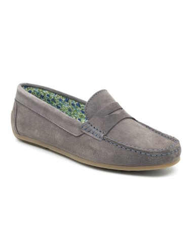 Grey suede women's moccasins