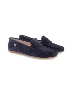 Blue suede women's mocassins