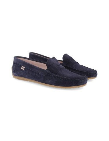 Blue suede women's moccasins