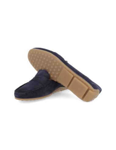 Blue suede women's moccasins