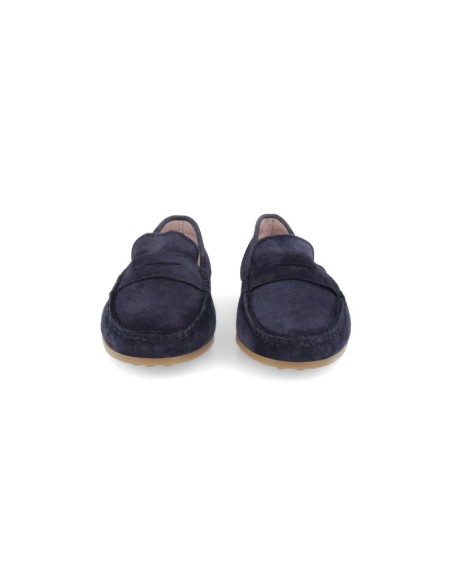 Blue suede women's moccasins