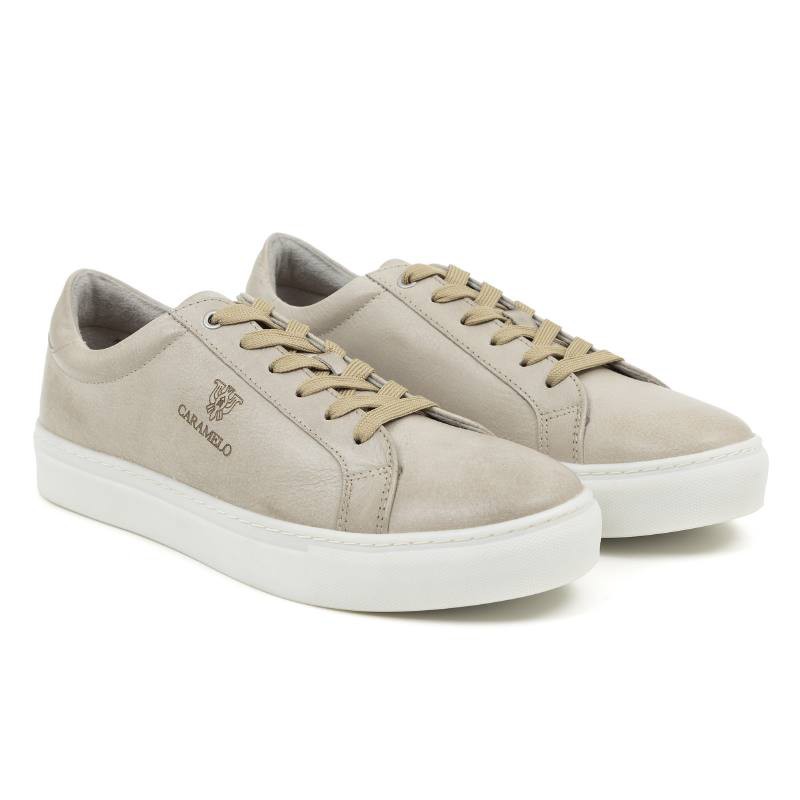 grey leather sneakers CR-24042-GRIS