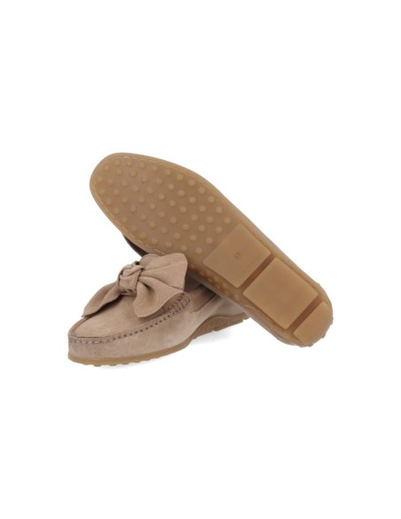 Beige suede women's moccasins