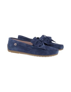Blue suede women's moccasins