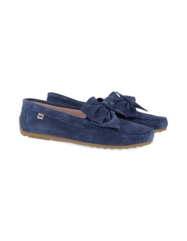 Blue suede women's moccasins