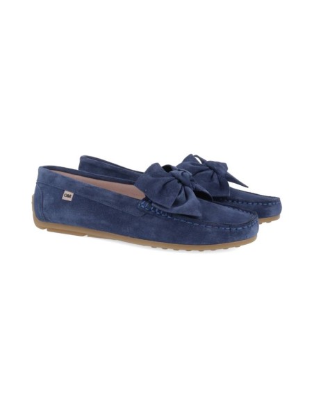 Blue suede women's moccasins