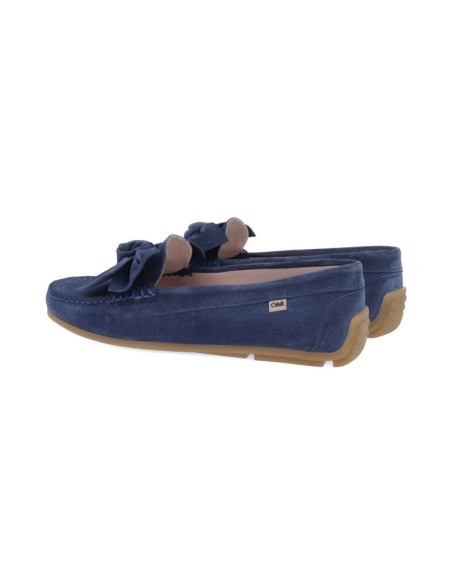 Blue suede women's moccasins