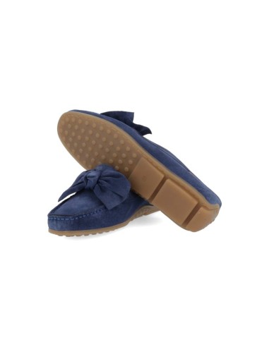 Blue suede women's moccasins