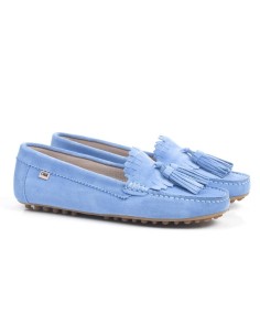 Blue suede women's moccasins 2