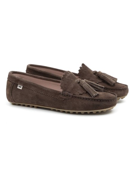Beige suede women's mocassins