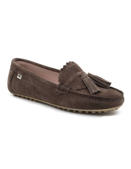 Beige suede women's moccasins