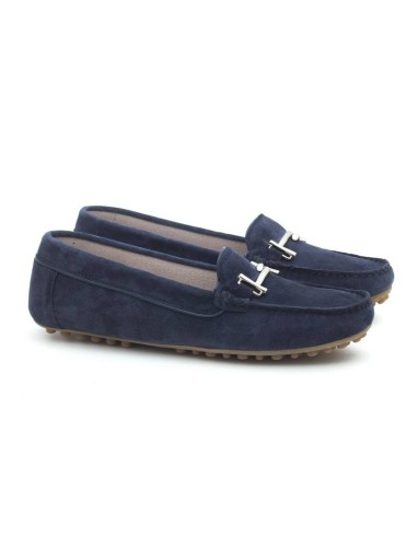 Blue suede women's moccasins