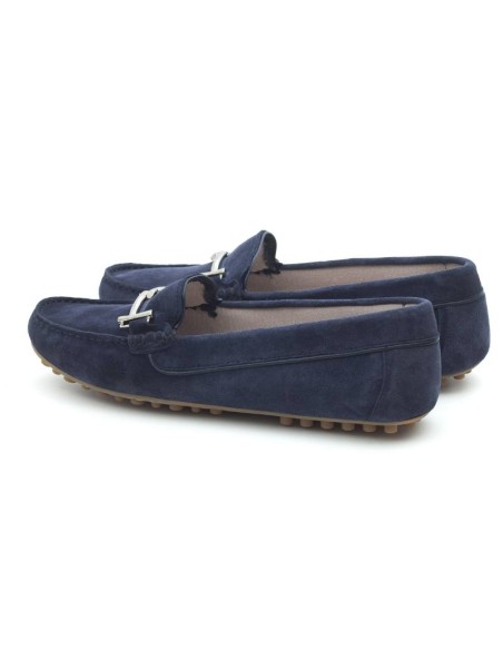 Blue suede women's moccasins