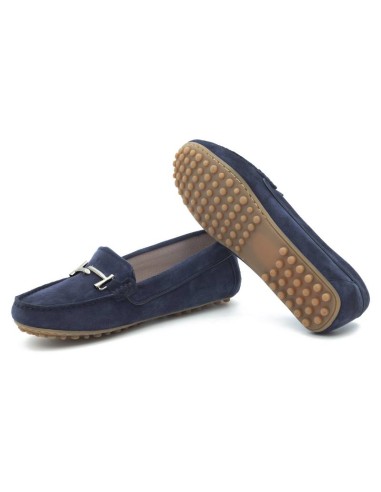 Blue suede women's moccasins