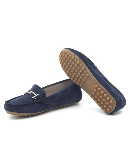 Blue suede women's moccasins