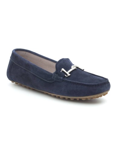 Blue suede women's moccasins