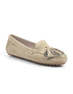 Beige suede women's mocassins
