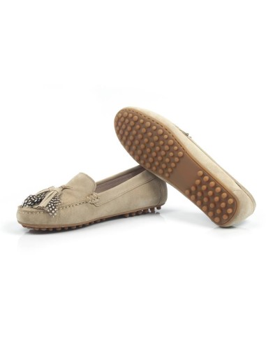 Beige suede women's moccasins