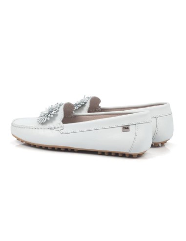 White leather women's moccasins