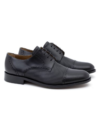 Derby de piel semi-brogado color negro CR-24052-NEGRO