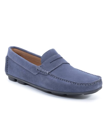 Blue suede moccasin