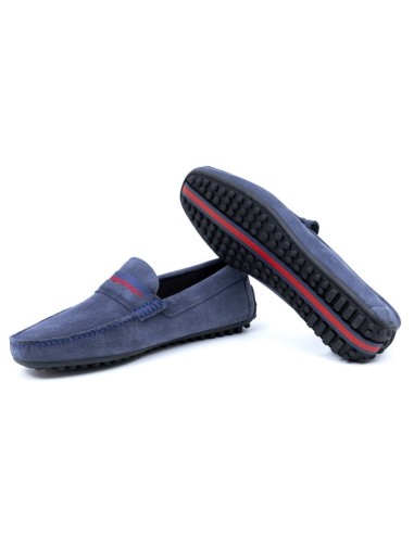 Blue suede moccasin
