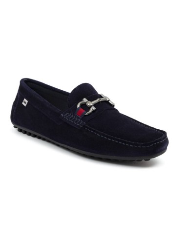 Blue suede moccasin
