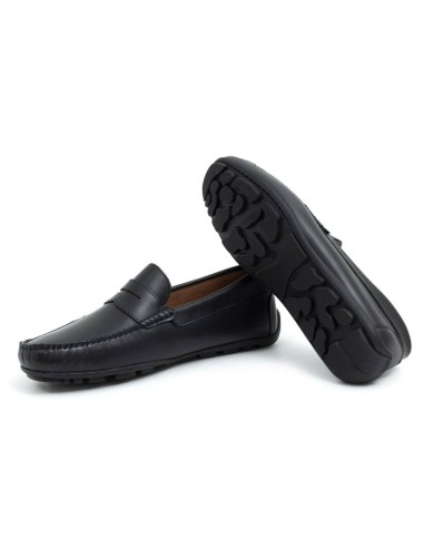 Black leather moccasin