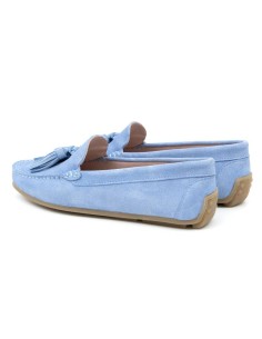 Blue suede women's moccasins 2