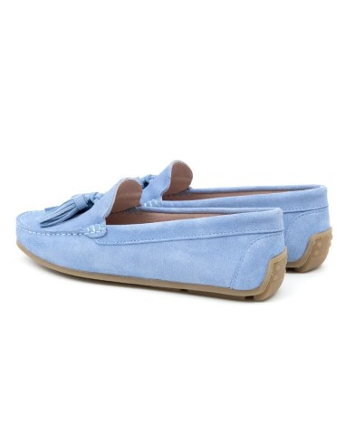 Blue suede women's moccasins