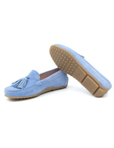 Blue suede women's mocassins