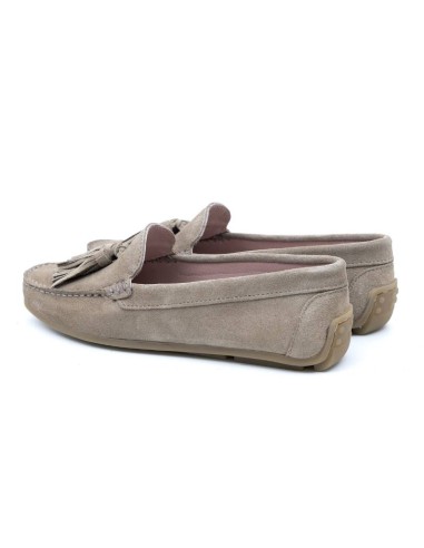 Beige suede women's mocassins