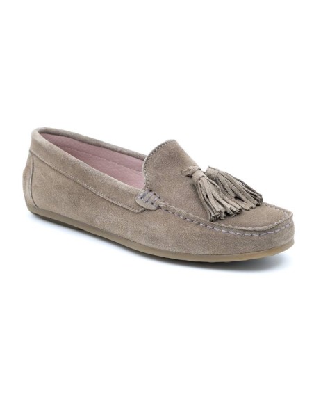 Beige suede women's mocassins