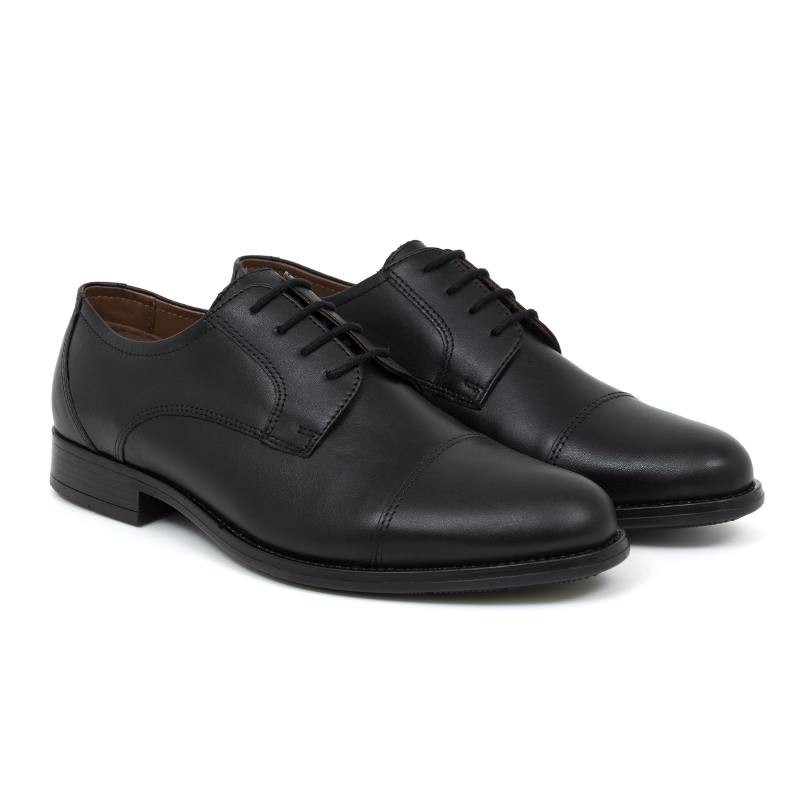 black leather derby shoes CR-24071-BLACK