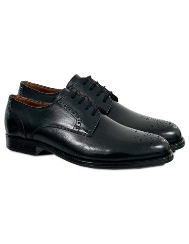 Derby de piel brogado color negro CR-24072-BLACK