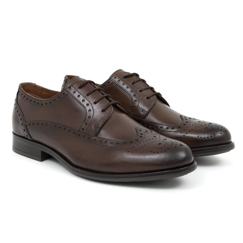 brown leather derby shoes CR-24073-BROWN