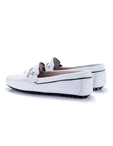 White leather women's moccasins