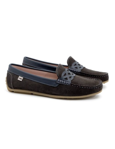 Brown suede women's moccasins