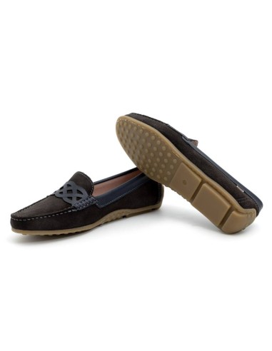 Brown suede women's moccasins