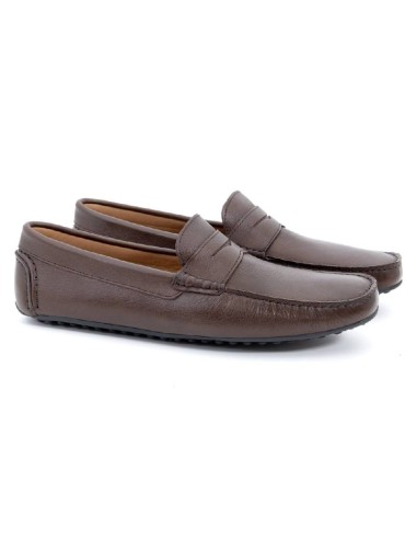 brown leather moccasin CR-24105-MARRON